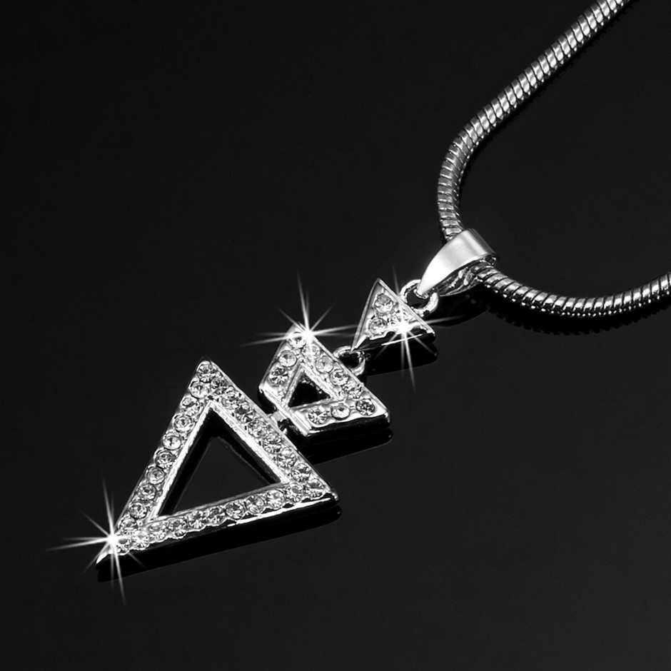 Solid 925 Sterling Silver Plated Triangle Pendant Featuring 40 Crystals by