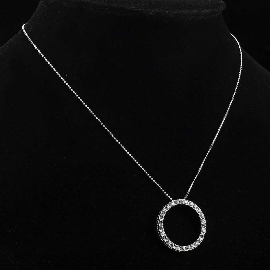 Solid 925 Sterling Silver Eternity Pendant Featuring 30 Crystals by Swarovs