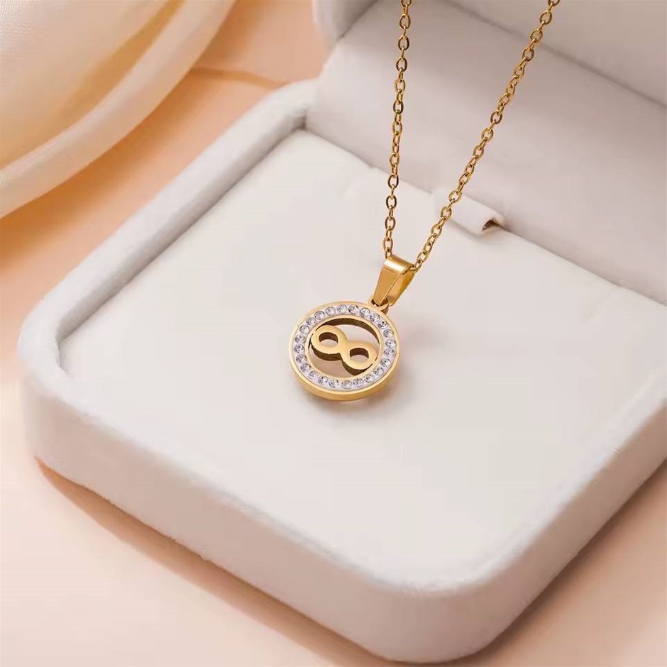 Designer Stainless Steel Infinity Circle Pendant in Gold