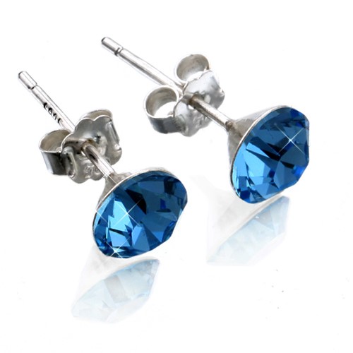 Solid 925 Sterling Silver Earrings - Blue
