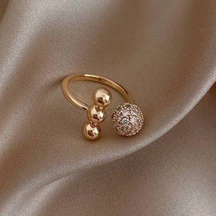 Designer Simulated Diamond Ring in Gold - Adjustable Size