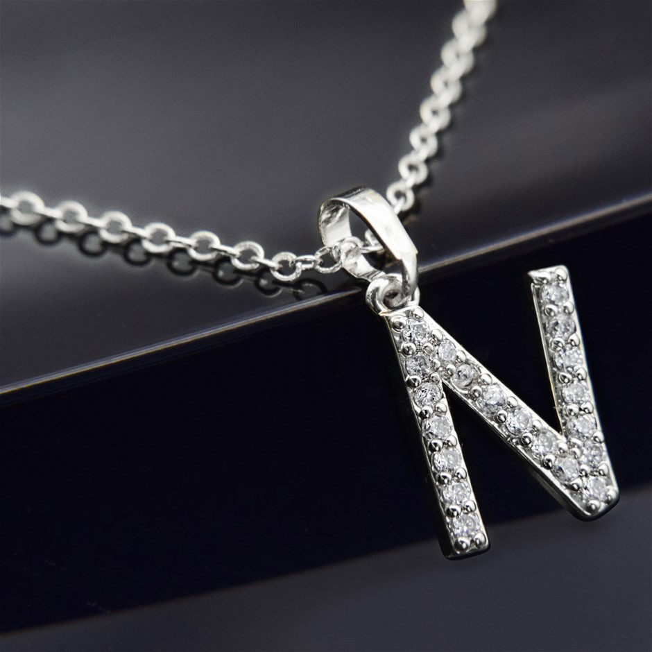 Simulated Diamond Initial 'Z' Minimalist Stainless Steel Necklace