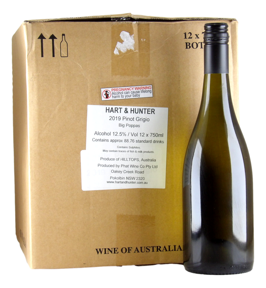 Hart & Hunter Big Poppas Cleanskin Pinot Grigio 2019 (12x 750mL), NSW.