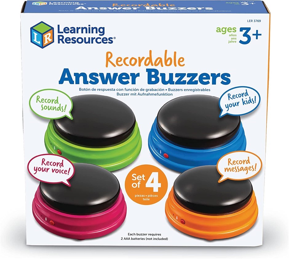 LEARNING RESOURCES Recordable Answer Buzzers, Talking Button, Set of 4 NB: