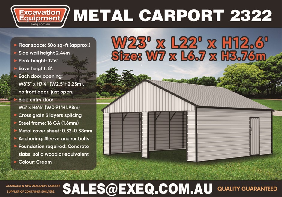 2025 25ft x 33ft Garage / Carport (Unused)