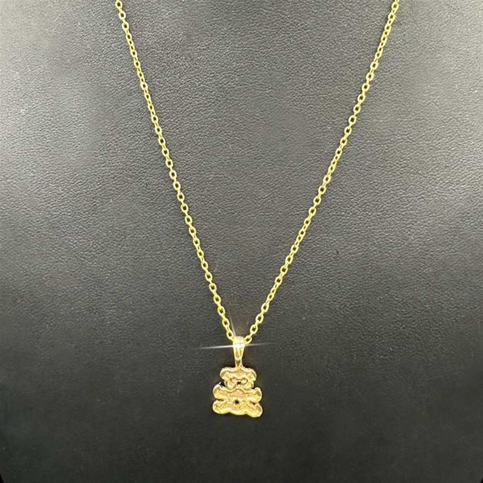 Stunning 18ct Yellow Gold Plated Teddy Bear Pendant