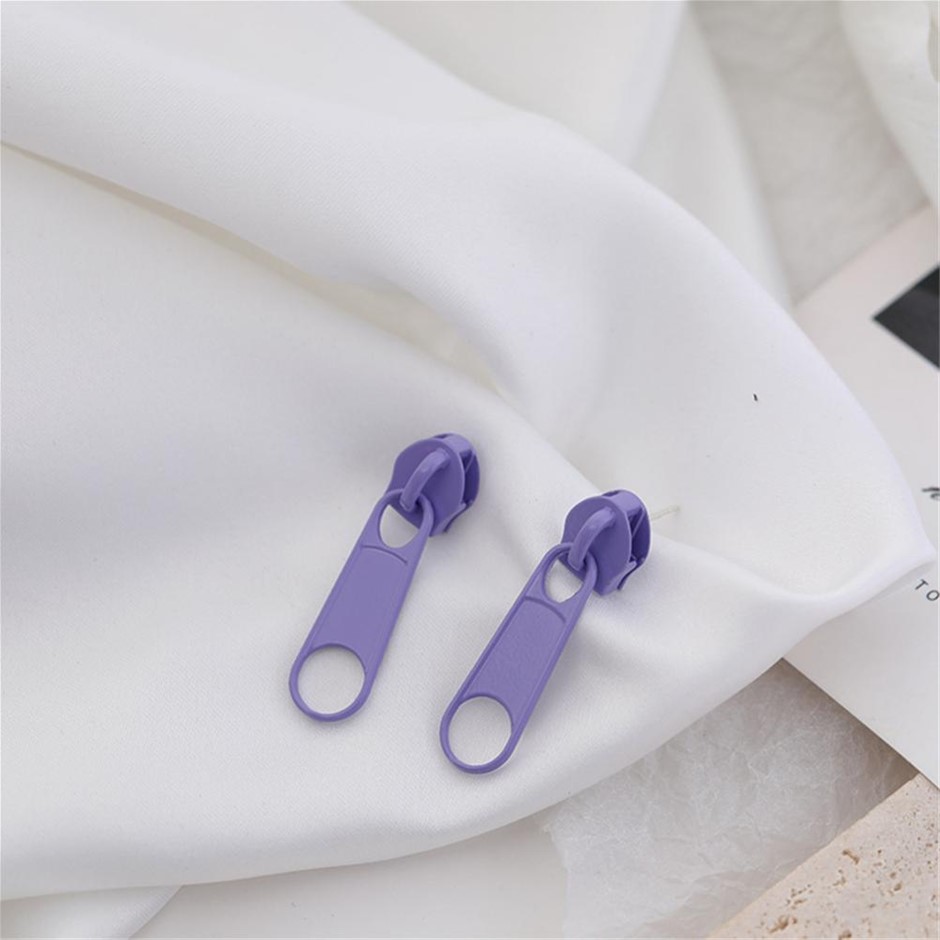 Designer Zipper Earrings in Purple