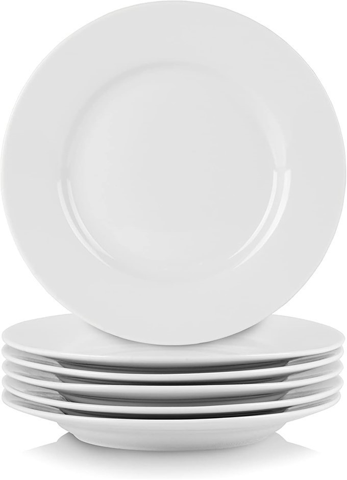 STRAWBERRY STREET Simply Round 6'' Ceramic Small Appetizer Plate, Set of 6,