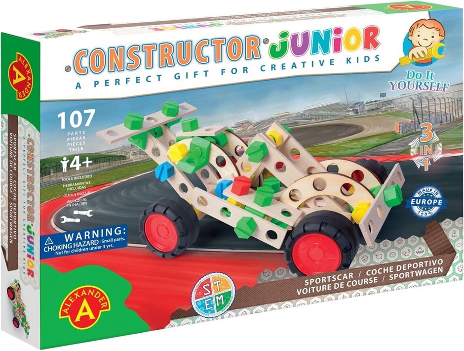 A ALEXANDER Constructor Junior, for 4Yrs+, STEM Learning 107 Piece Wood & P