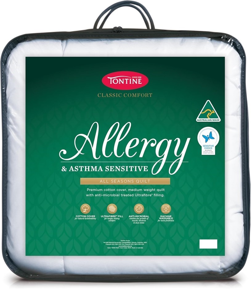 TONTINE Classic Comfort Allergy & Asthma Sensitive All Seasons Quilt, Size: