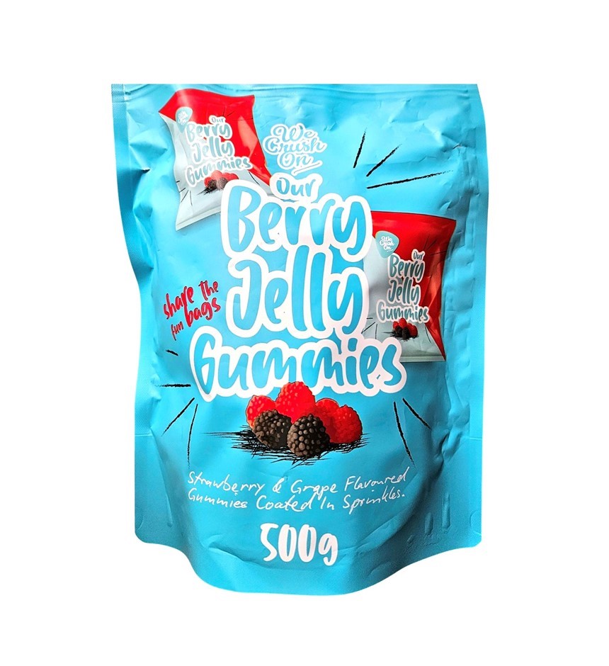 2 x WE CRUSH ON Our Berry Jelly Gummies, 500g. N.B: Damaged packaging & app