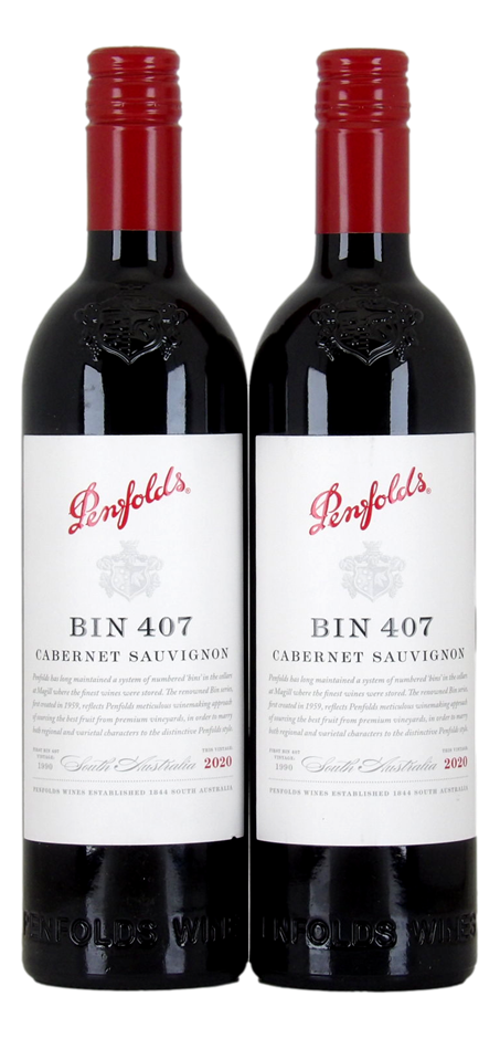 Penfolds Bin 407 Cab Sav 2020 (2x 750mL), Barossa.