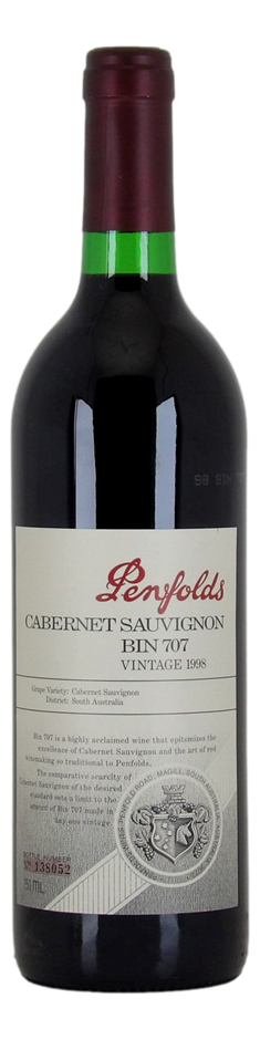 Penfolds Bin 707 Cabernet Sauvignon 1998 (1x 750mL) SA. 5* Prov