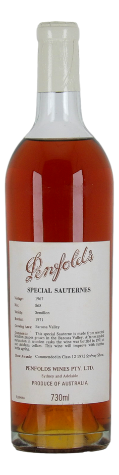 PENFOLDS Bin 868 Special Sauternes 1967 (1x 730mL), Barossa Valley. 5* Prov