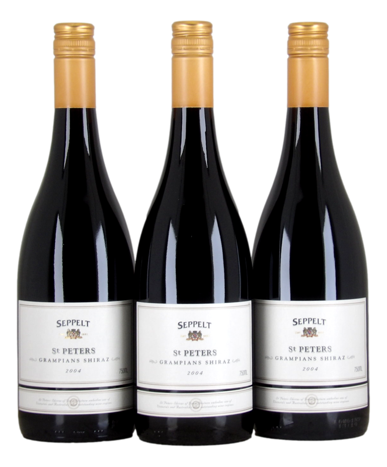 SEPPELT St Peters Great Western Vineyards Shiraz 2004 (3x 750mL). 5* Prov
