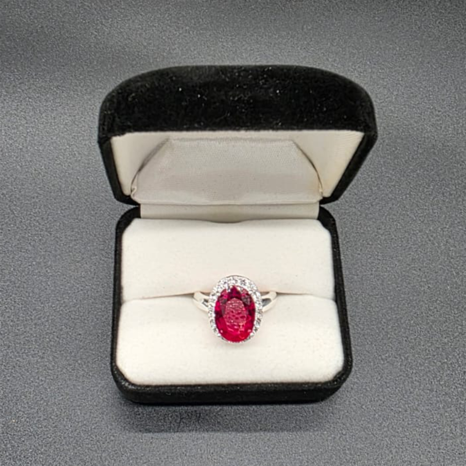 Designer Simulated Diamond Red Ring (chipped) - US Size 7