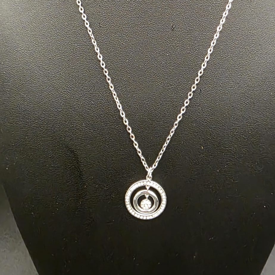 Designer Triple Eternity Pendant Crystals by Swarovski® Necklace in Silver