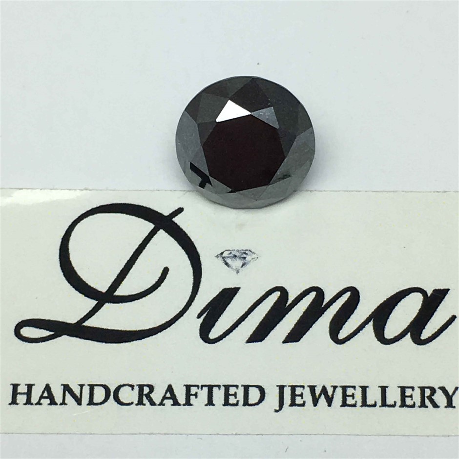 One Stone Black Moissanite Round 4.34ct