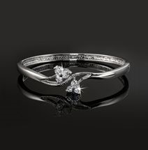 Designer Floral Crossover Bangle Featuring Crystals by Swarovski®