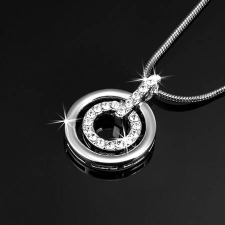 Solid 925 Sterling Silver Double Circle Pendant 20 Crystals by Swarovski®