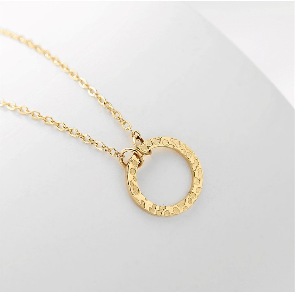 Designer Minimalist Round Eternity Necklace in Gold