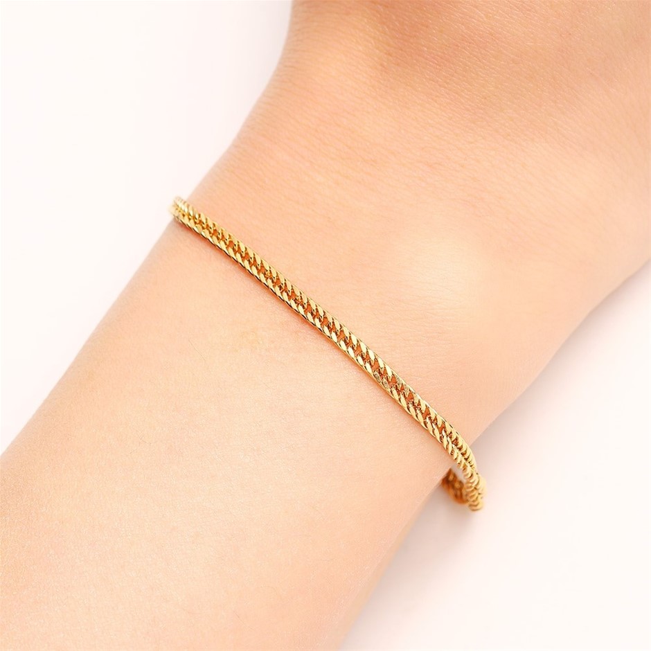 Classic Stainless Steel 3mm Curb Chain Bracelet - 9 Inches (Yellow)