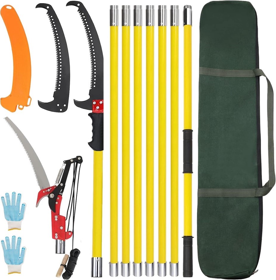LZHZH 8m Manual Pole Saw, Extendable Tree Pruner Sharp Steel Blade Pruning