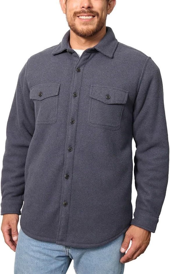 FREEDOM FOUNDRY Men's Fleece Shirt Jacket, Size M, Navy.