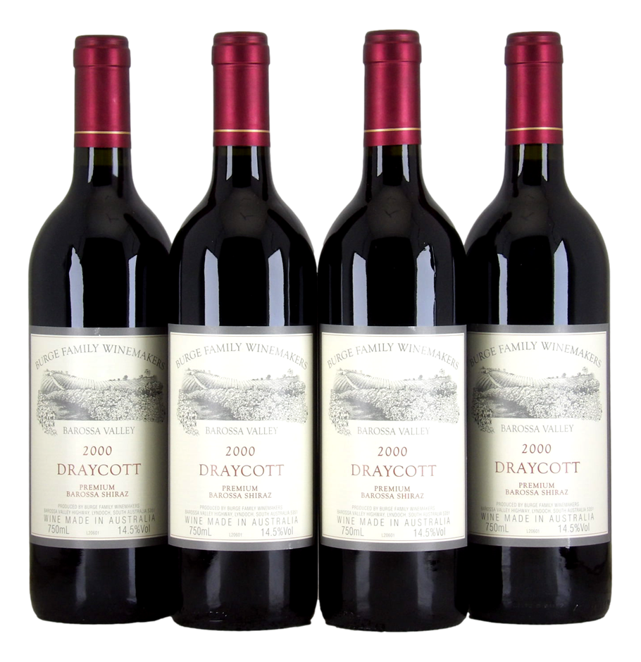 BURGE FAMILY WINEMAKERS Draycott Shiraz 2000 (4x 750mL), Barossa. 5* Prov