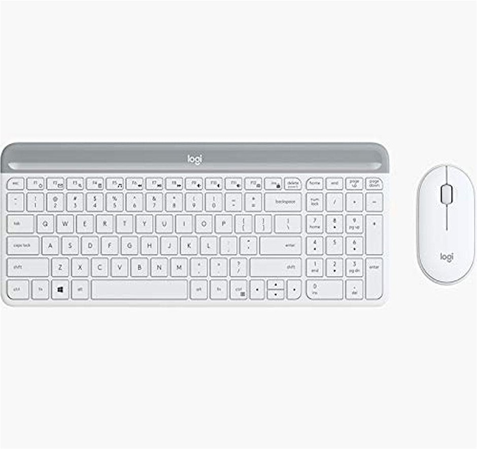 LOGITECH MK470 Slim Wireless Keyboard and Mouse Combo, White.