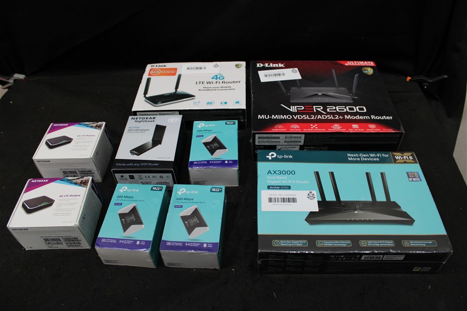 Assorted Netgear/D-Link/TP-Link Modems and Routers - In Boxes Auction ...