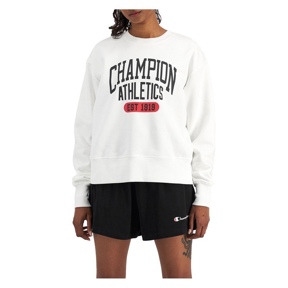 CHAMPION Women's Sporty Crew, Size L, Cotton/Polyester, Print J2H (White),