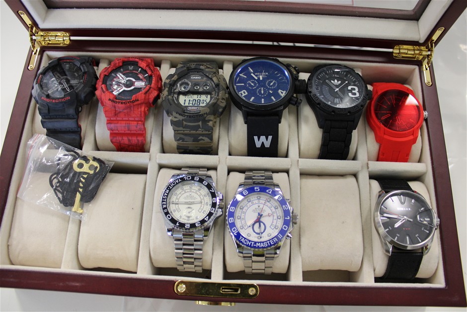 Assorted Watches in Wooden Box