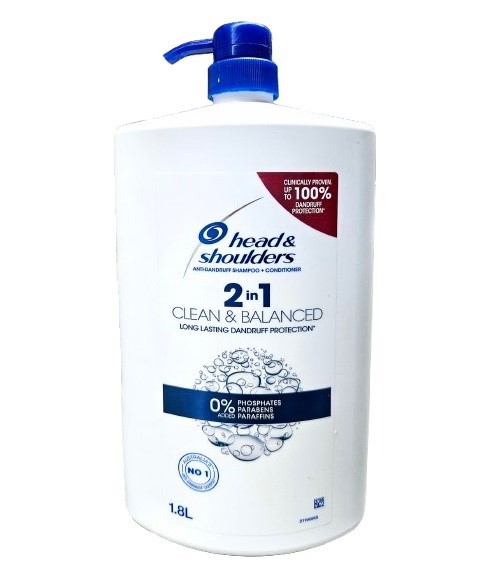 2 x HEAD & SHOULDERS 2-In-1 Clean & Balanced, 1.8L. N.B: 2 x damaged pumps.