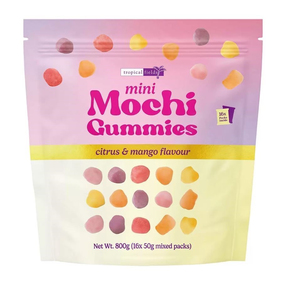 3 x Assorted TROPICAL FIELDS Mini Mochi Gummies Packs, Incl: 1 x Citrus Fla