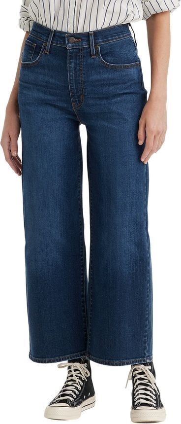 LEVI'S Women's High-Rise Wide Leg Jeans, Size 29x29, 85% Cotton, Blue (0017