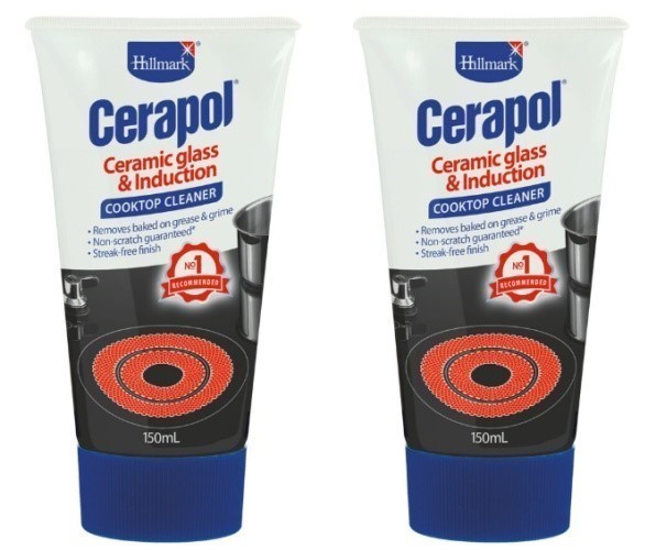 2 x HILLMARK Cerapol Ceramic Glass & Induction Cooktop Cleaner, 150ml, 38-5