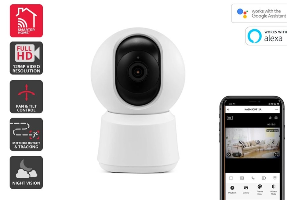 KOGAN SmarterHome™ 3MP Pan & Tilt Motion Tracking Security & Pet Camera