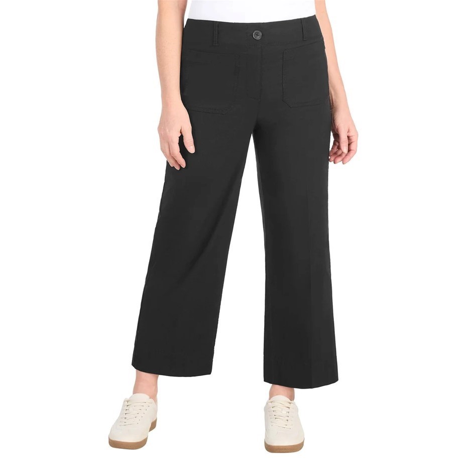 DALIA Women's Wide Leg Woven Pant, Size 6, Black. NB: minor shop soil.