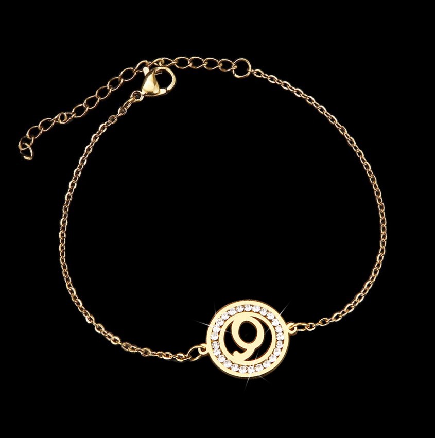 Stainless Steel Initial 'Q' Bracelet with Simulated Diamonds - Yellow