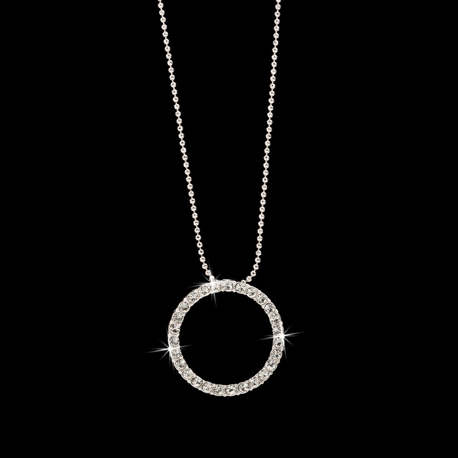 Solid 925 Sterling Silver Eternity Pendant 30 Crystals by Swarovski®