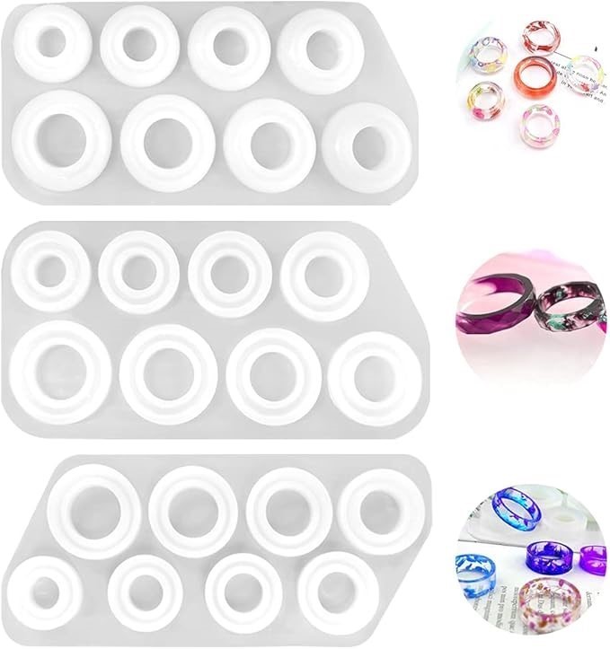 2 x Pack of 3 x SENHAI Different Shapes Silicone Resin Ring Mold, 8 Sizes R