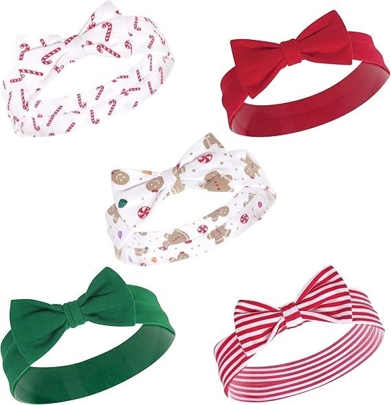 2 x HUDSON BABY Girl's Cotton and Synthetic Headbands, 0-24 months, Sugar a