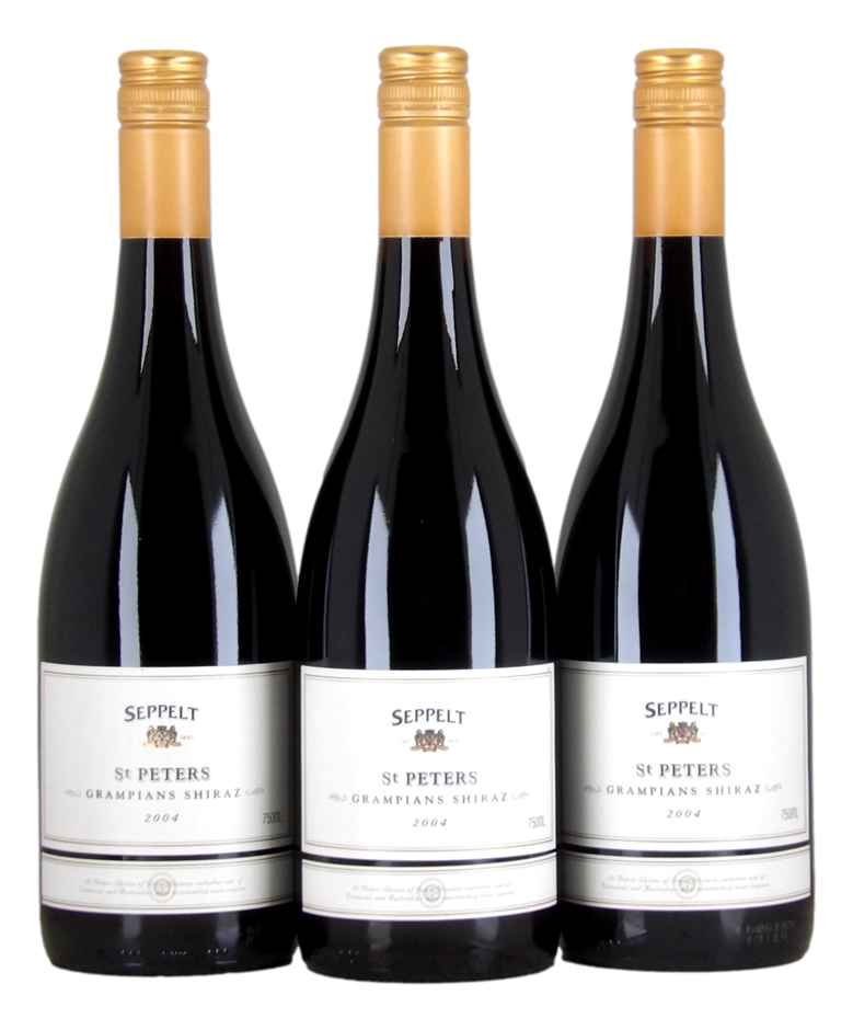 SEPPELT St Peters Great Western Vineyards Shiraz 2004 (3x 750mL). 5* Prov