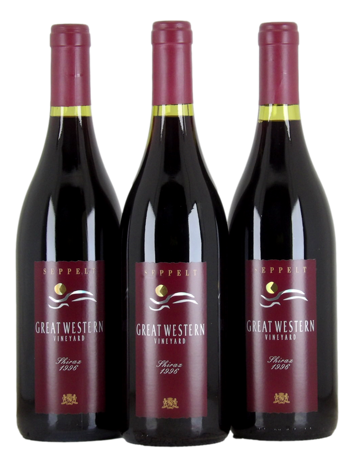 SEPPELT Great Western Shiraz 1996 (3x 750mL), Grampians. 5* Prov