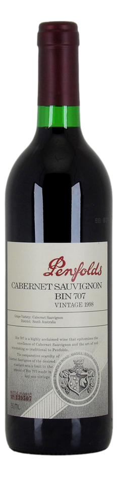 Penfolds Bin 707 1998 (1x 750mL), South Australia. 5* Prov