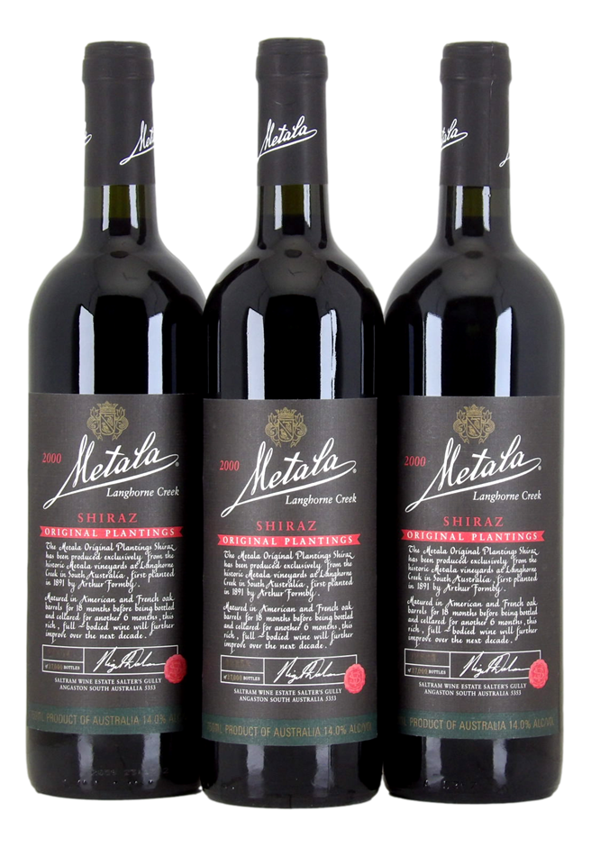 Saltram Metala Original Plantings Shiraz 2000 (3x 750mL). 5* Prov