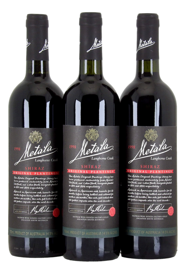 SALTRAM Metala Original Plantings Shiraz 1998 (3x 750mL). 5* Prov