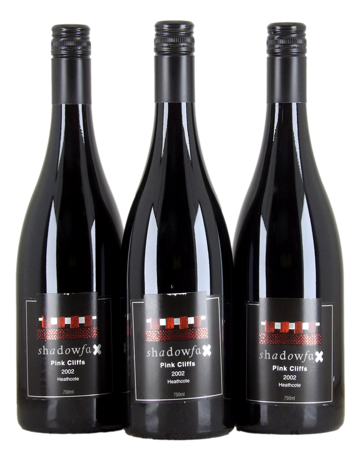 SHADOWFAX Pink Cliffs Shiraz 2002 (3x 750mL), Heathcote. 5* Prov