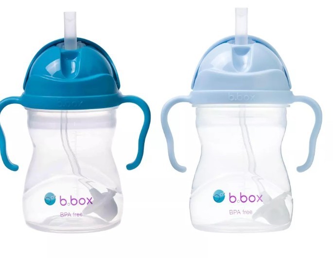 B.BOX Sippy Cup with Weighted Straw (2-pack, Light Blue & Dark Blue).